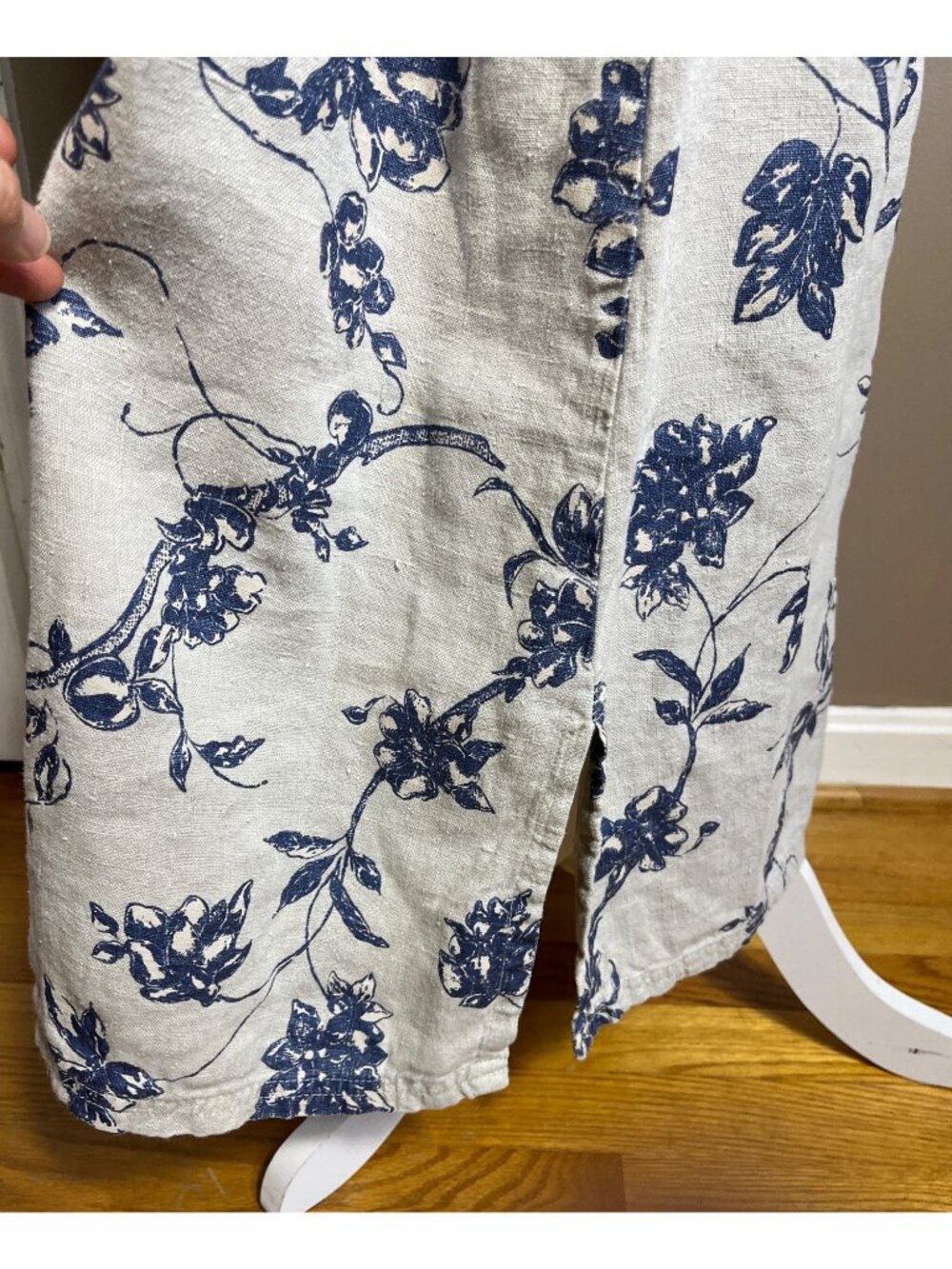 Vtg Garron Heavy Linen Dress Tank Jumper Column Floral Coastal Grandma Garden L - Picture 8 of 13